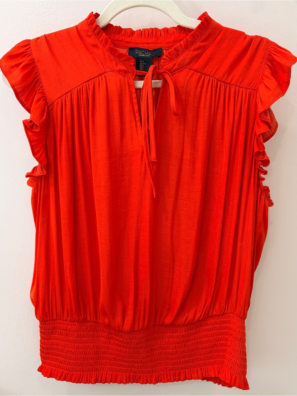RACHEL ZOE Red Ruffled Sleeveless Blouse
